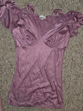 Via Vai Purple Cold Shoulder Blouse